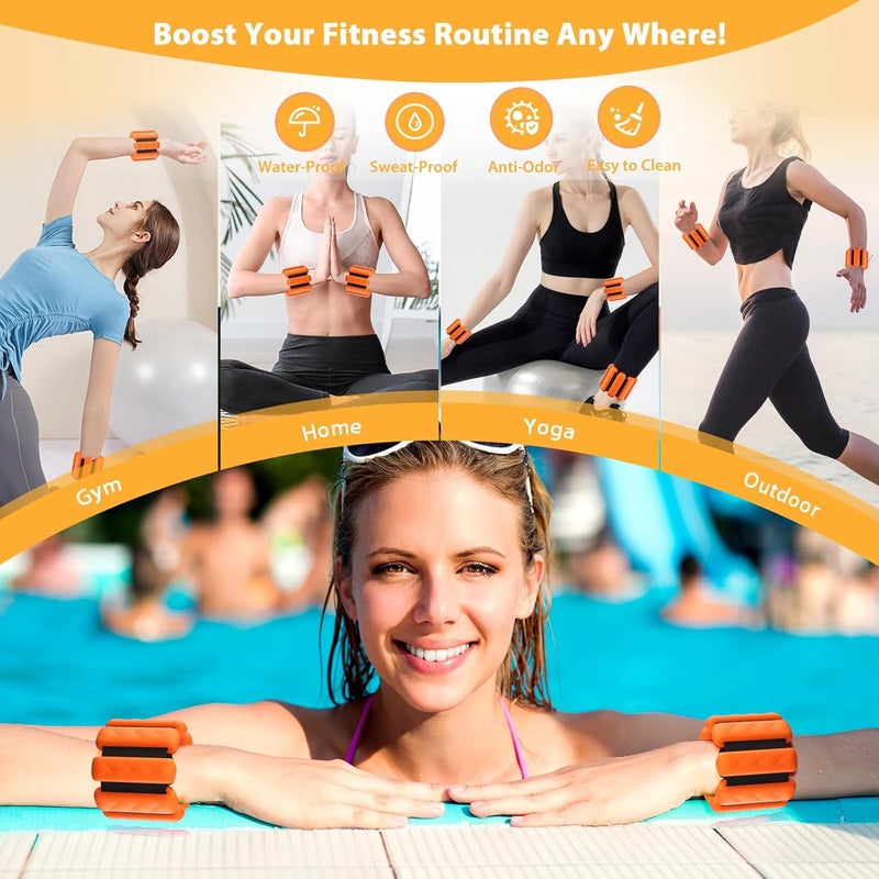 PENOMO Pilates Wrist and Ankle Weights for Women - Adjustable Weighted Bangles for Men, 2 lbs Weighted Arm Bands Foot Leg Weights for Walking, Yoga, Training, Exercise, Running, Set of 2 (1LB Each) - Image 2